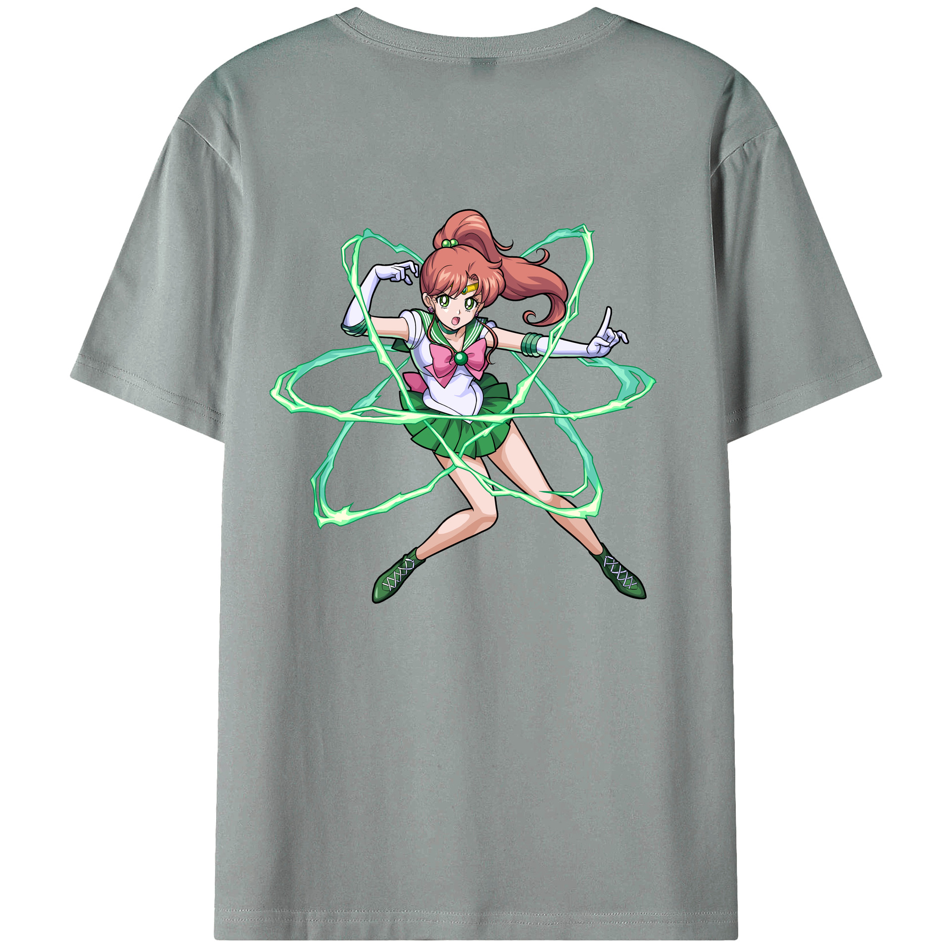 （画像用） 美少女戦士セーラームーン 木野 まこと きの まこと Sailor Moon Kino Makoto （セーラージュピター；Sailor Jupiter） 綿100％ メンズ半袖Tシャツ（バックプリント） 通気性